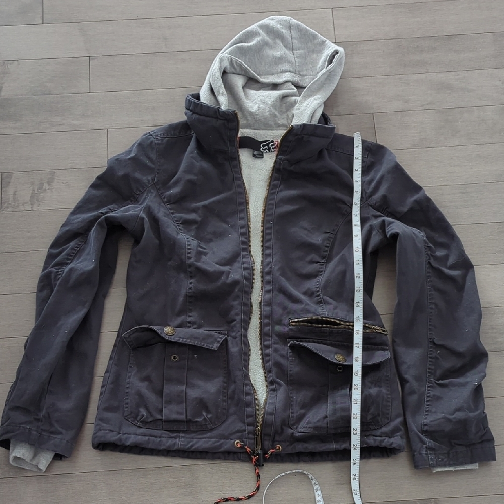 Gray Hooded Jacket with Pockets FOX large kids